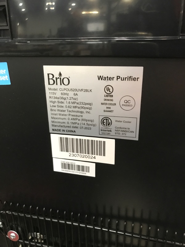 Photo 3 of Brio 520 Bottleless Water Cooler Dispenser with 2 Stage Filtration - Self Cleaning, Hot Cold and Room Temperature Water. 2 Free Extra Replacement Filters Included - UL Approved
