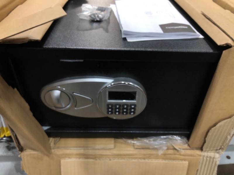 Photo 1 of Amazon Basics Steel Security Safe with Programmable Electronic Keypad - Secure Cash, Jewelry, ID Documents - Black, 1 Cubic Feet, 16.93 x 14.57 x 9.06 Inches 1.0 Cubic Feet Keypad Lock