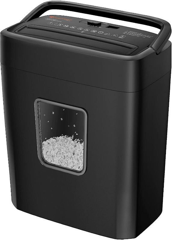 Photo 1 of Bonsaii 6-Sheet Micro-Cut Paper Shredder, 4.2 Gal Home Office Small Shredders for Credit Card, Staples, Clips, with Portable Handle & Transparent Window(C261-D)
