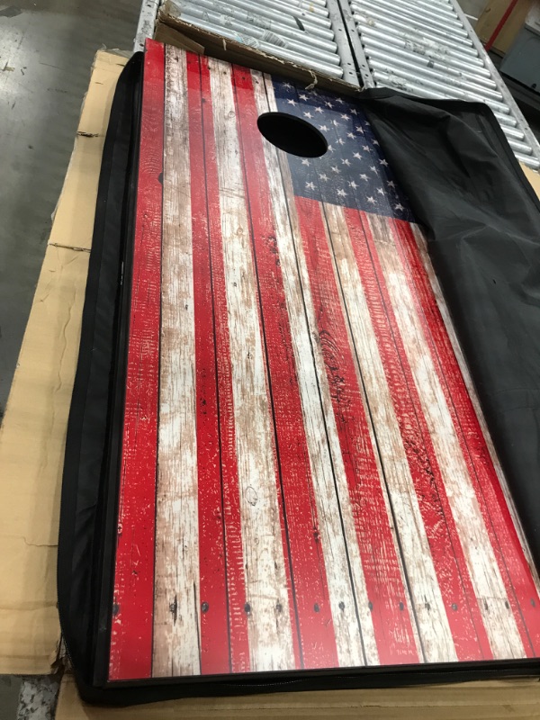 Photo 2 of ***DAMAGED - SEE NOTES***
GoSports Classic Cornhole Set – Includes 8 Bean Bags 4’x2’ American Flag