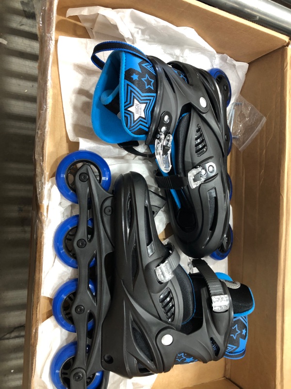 Photo 2 of Inline Skates for Girls and Boys, Roller Blades with Gel Wheels and Adjustable Sizing for Adults and Kids, Roller Blades for Men, Women, Girls, Boys, Lightweight Roller Blade Skates, High Bounce size 9-12
