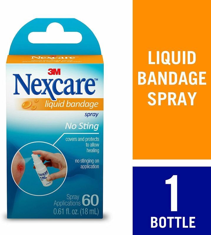Photo 1 of 2 Pack Nexcare No Sting Liquid Bandage Spray, Helps Allow Healing Of Painful, Cracked Skin, Provides A Waterproof Seal, No Sting, Fast Drying, Long Lasting, 0.61 fl oz

