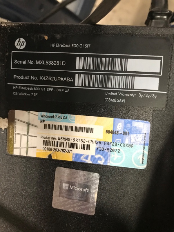 Photo 5 of SEE NOTES**HP EliteDesk 800 G1 SFF High Performance Business Desktop Computer, Intel Quad Core i5-4590 upto 3.7GHz, 16GB RAM, 1TB HDD, 256GB SSD (boot), DVD, WiFi, Windows 10 Professional (Renewed) HP Desktop
