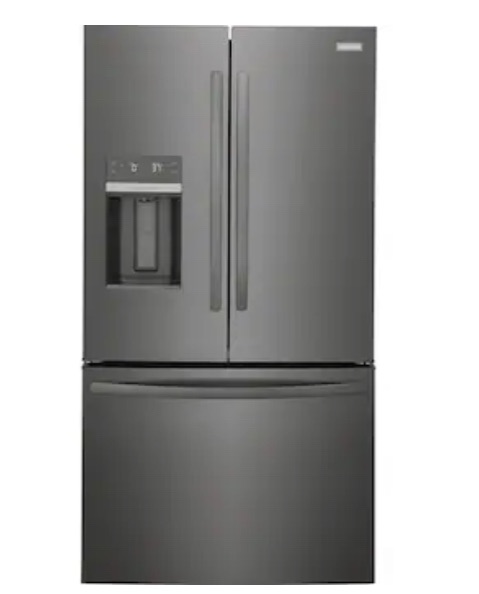 Photo 1 of SEE PICS FOR DAMAGES Frigidaire 27.8-cu ft French Door Refrigerator with Ice Maker (Black Stainless Steel)