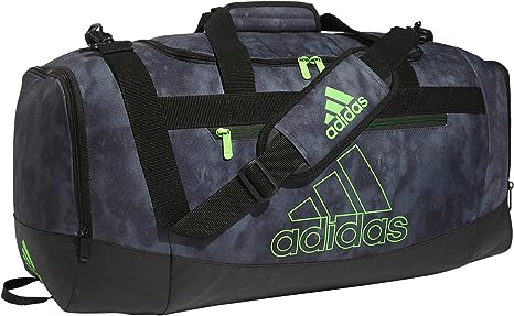 Photo 1 of adidas Defender 4 Medium Duffel Bag One Size Stone Wash Grey/Black/Court Green