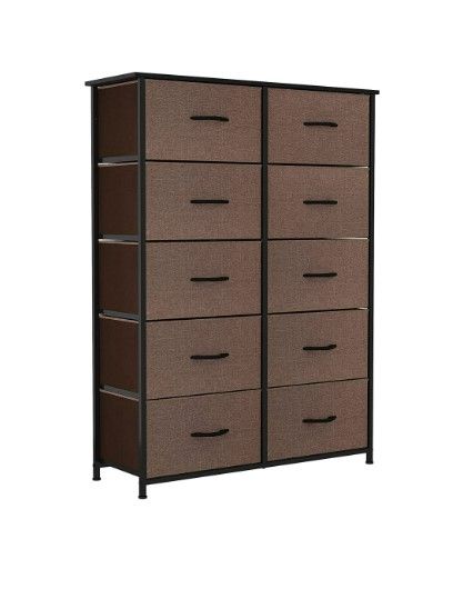 Photo 1 of *INCOMPLETE BOX 1 OF 2* YITAHOME 10-Drawer Fabric Dresser, Furniture Storage Tower Cabinet, Organizer for Bedroom, Living Room, Hallway, Closet & Nursery, Sturdy Steel Frame, Wooden Top, Easy Pull Fabric Bins(Rustic Brown)