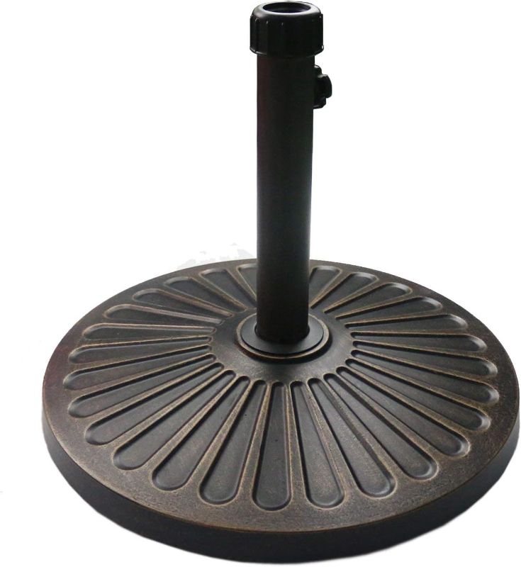 Photo 1 of  18" 30.2-lbs Heavy Duty Round Antiqued Umbrella Base for Patio, Outdoor - Bronze