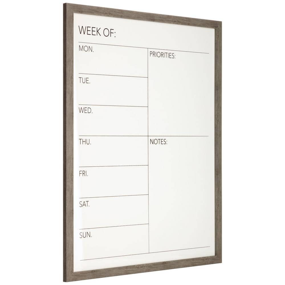 Photo 1 of GALLERY SOLUTIONS 24 in. X 30 in. Gray Weekly Priority Dry Erase Whiteboard Calendar
