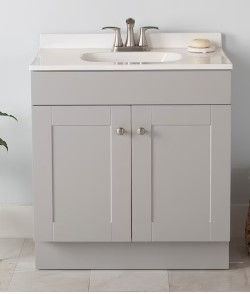 Photo 1 of *INCOMPLETE* 30-in Gray Single Sink Bathroom Vanity with White Cultured Marble Top
