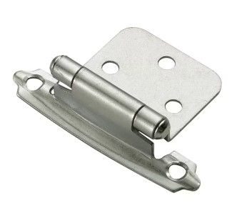 Photo 1 of 10-Pack Adjustable Overlay 200-Degree Opening Satin Nickel Self-closing Overlay Cabinet Hinge
