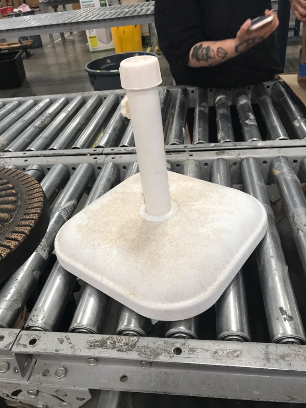 Photo 2 of 26 lbs. Concrete and Resin Patio Umbrella Base in White
