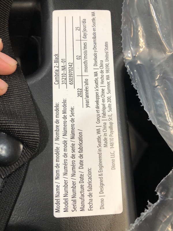 Photo 3 of Diono Cambria 2 XL 2022, Dual Latch Connectors, 2-in-1 Belt Positioning Booster Seat, High-Back to Backless Booster with Space and Room to Grow, 8 Years 1 Booster Seat, Black NEW! Black
