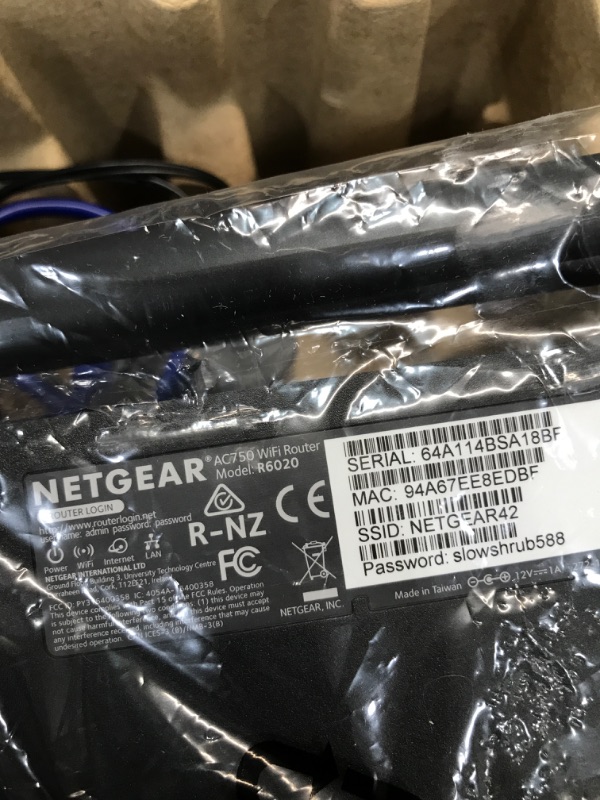 Photo 2 of NETGEAR Dual Band WiFi Router (R6020) – AC750 Wireless Speed (Up to 750Mbps), Coverage up to 750 sq. ft, 10 Devices, 4 x Fast Ethernet Ports