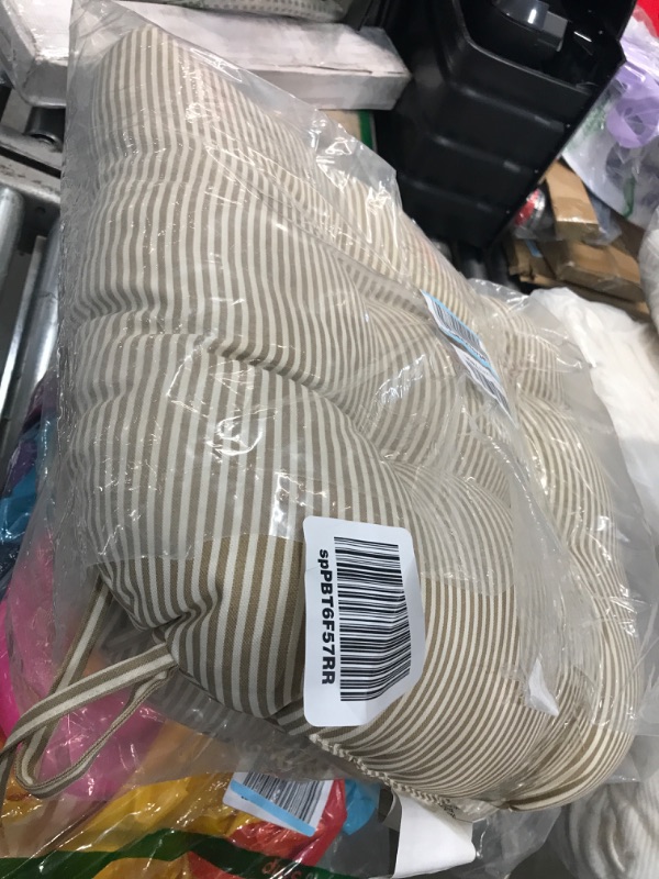 Photo 1 of **SEE NOTES WRONG PATTERN IN STOCK PHOTO(( LVTXIII Outdoor/Indoor Tufted Seat Cushion STRIPE BEIEGE