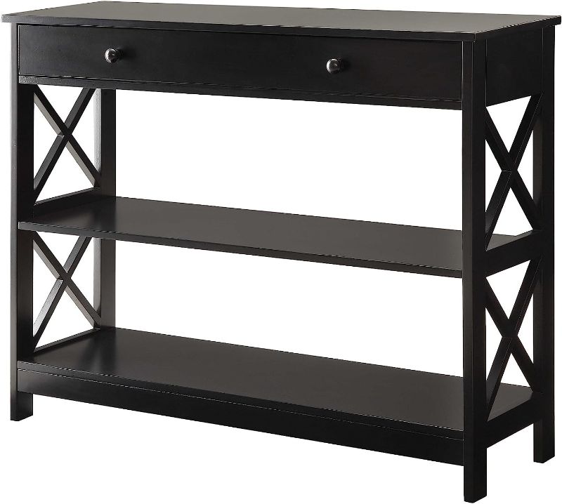 Photo 1 of *Scratches All Over** Convenience Concepts Oxford 1 Drawer Console Table with Shelves, Black
