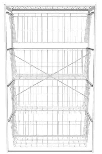 Photo 1 of 35.94 in. H x 21.65 in. W White Steel 4-Drawer Close Mesh Wire Basket
