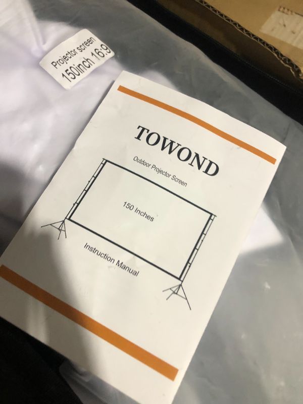 Photo 1 of *Stock Photo Reference Only* Towond 150" Projector Screen and Stand **PLASTIC TIGHTENER CRACKED**