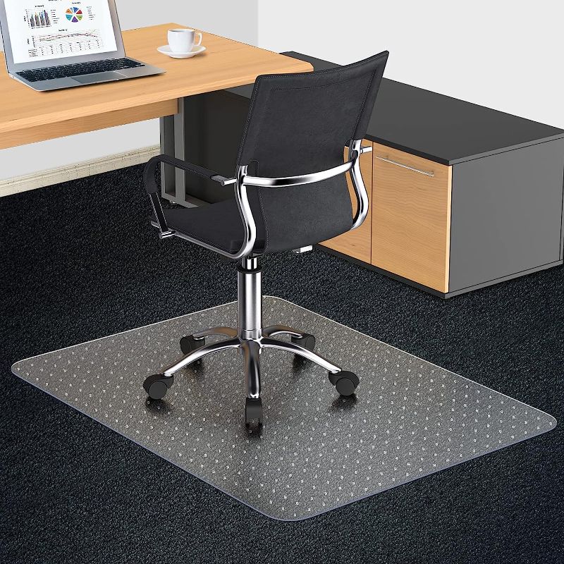 Photo 1 of Office Chair Mat for Carpeted Floors, 48"X36" 2.2mm Thick, Rectangle Desk Chair Mats with Studs for Low and Medium Pile Carpets, Easy Glide, Flat Without Curling
