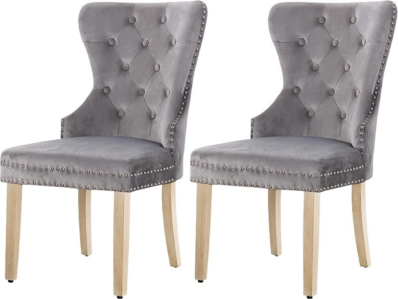 Photo 1 of  Dining Chairs,Pekko Upholstered Leisure Padded with Armrest Nailed Trim Accent Kitchen Room Chairs Set of 2 