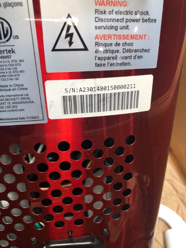 Photo 3 of **FOR PARTS OR REPAIR**
Frigidaire EFIC117-SSRED-COM Stainless Steel Ice Maker, 26lb per day, RED STAINLESS
