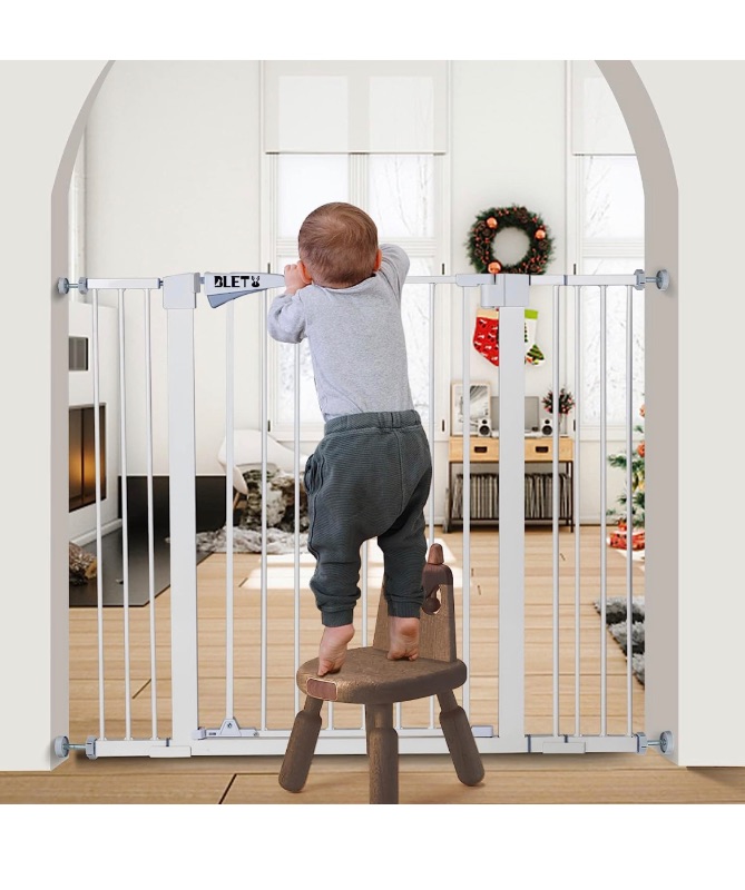 Photo 1 of Blety 36" Extra Tall Baby Gate for 29.7"-46" with Auto Close Door, Safety Dog Gate with 2-Way Door for Stairs and Doorways, Extra Wide Metal No Drill Wall Protected Pet Gate for Babies,White