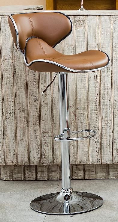 Photo 1 of ***MISSING PARTS - SEE NOTES***
Roundhill Furniture Masaccio Cushioned Leatherette Upholstery Airlift Adjustable Swivel Barstool with Chrome Base, Set of 1