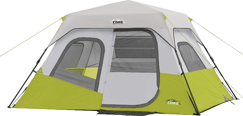 Photo 1 of ***MISSING COMPONENTS***CORE 6 Person Instant Cabin Tent | Portable Large Pop Up Tent with Easy 60 Second Camp Setup for Family Camping | Included Hanging Organizer for Outdoor Camping Accessories