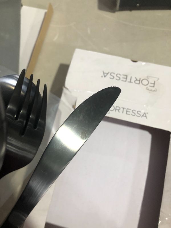 Photo 3 of ***USED AND DIRTY - NO PACKAGING***
Fortessa Arezzo 18/10 Stainless Steel Flatware, 20 Piece Place Setting, Black