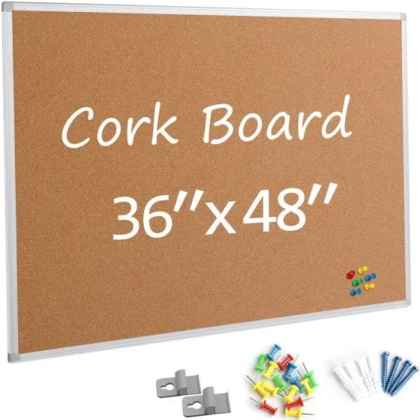 Photo 1 of Board2by Cork Board Bulletin Board 36 x 48, Silver Aluminium Framed 4x3 Office