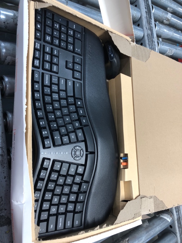 Photo 2 of MEETION Ergonomic Wireless Keyboard and Mouse, Ergo Keyboard with Vertical Mouse, Split Keyboard with Cushioned Wrist, Palm Rest, Natural Typing, Rechargeable, Full Size, Windows/Mac/Computer/Laptop