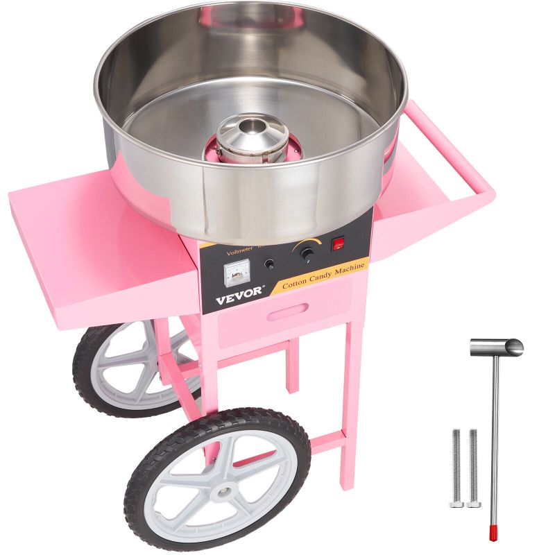 Photo 1 of ***NOT FUNCTIONAL - FOR PARTS - NONREFUNDABLE - SEE NOTES***
VEVOR Electric Cotton Candy Machine 1000W Commercial Pink with Wheels