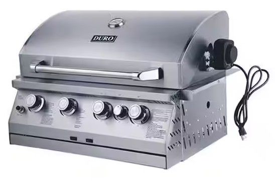 Photo 1 of 30 in. 4-Burner Built-In Gas Grill with Rotisserie Burner
