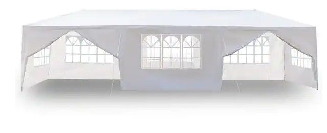 Photo 1 of 10 ft. x 30 ft. White Party Wedding Tent Canopy 6 Sidewall and 2-Doors
