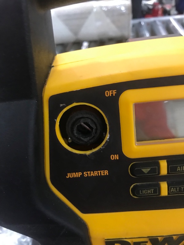 Photo 4 of ***SEE NOTE*** DEWALT DXAEJ14 Digital Portable Power Station Jump Starter: 1400 Peak/700 Instant Amps, 120 PSI Digital Air Compressor, 3.1A USB Ports, Battery Clamps , Yellow