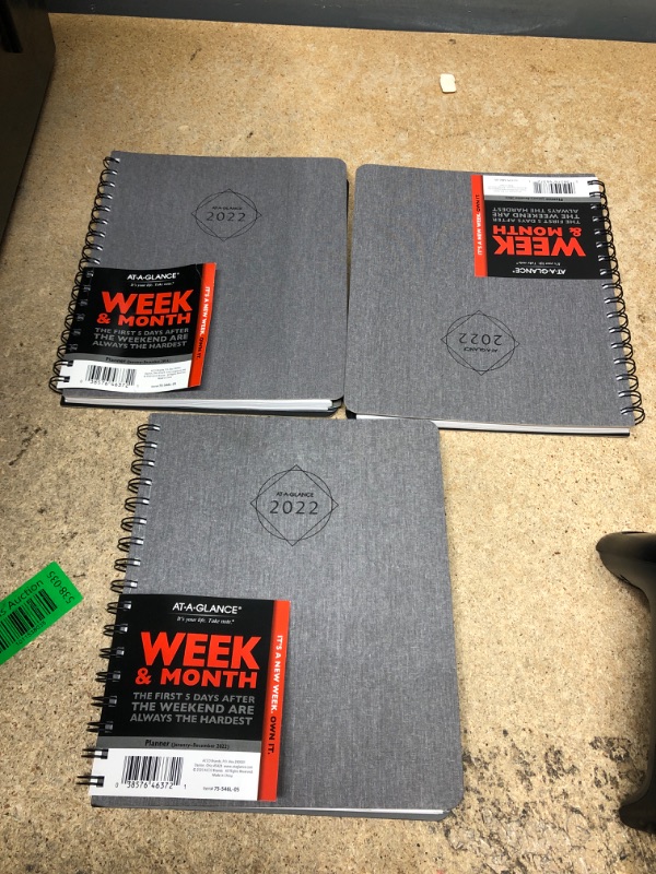 Photo 2 of 2022 Weekly & Monthly Planner by AT-A-GLANCE, 7" x 8-3/4", Medium, Divided Format, Elevation, Black (75546L05) 2022 Old Edition Medium Planner 3 Pack