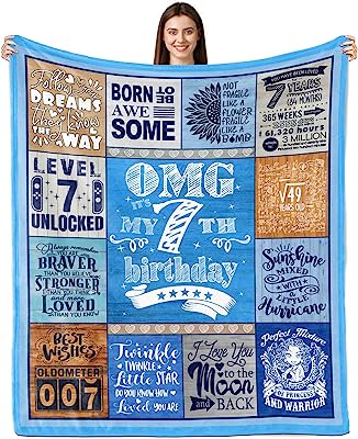 Photo 1 of Sulpoie 7th Birthday Gifts for Girls, Gifts for 7 Year Old Girl Blanket 127x152", 7 Year Old Girl Gift Ideas, Birthday Gifts for 7 Year Old Girls Throw Blanket 2pack