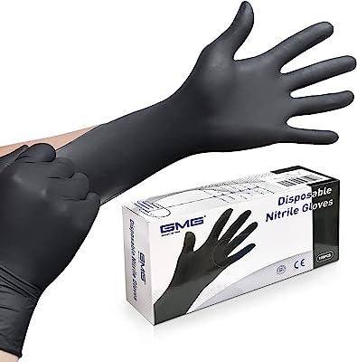 Photo 1 of GMG SINCE1988 Black Disposable Gloves,Disposable Gloves Small 100 PACK,4 mil Gloves Disposable Latex Free for Exam Disposable Gloves,Food Safe Nitrile Gloves 9pack 