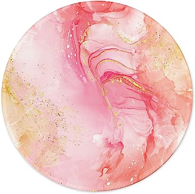 Photo 1 of Round Mouse Pad,Gaming Mouse Pad,Non-Slip Rubber Base Mouse Mat with Stitched Edge 7.9 x 7.9 Inch for Laptop Computer (Marble Loverly Pink)2pack