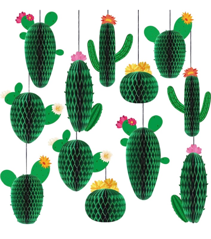 Photo 1 of 12PCS Cactus Honeycomb Balls Centerpieces for Tables Hanging Pendants Summer Cactus Party Decorations Supplies for Classroom Birthday Baby Shower Fiesta Cinco De Mayo Mexican Theme Party Favor