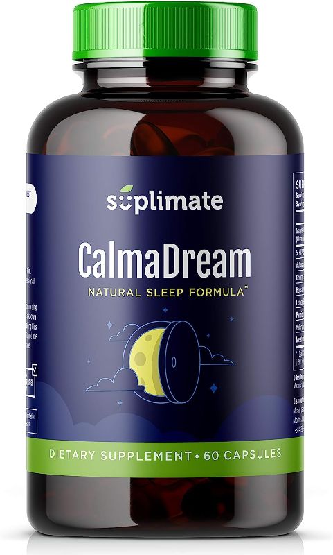 Photo 1 of **EXP DATE 01/2024!! Calmadream Natural Sleep Aid for Adults Extra Strength, Premium Herbal Sleep Supplement with Melatonin, Magnesium, Ashwagandha, Valerian Root, GABA, 5HTP, 60 Vegan Capsules
