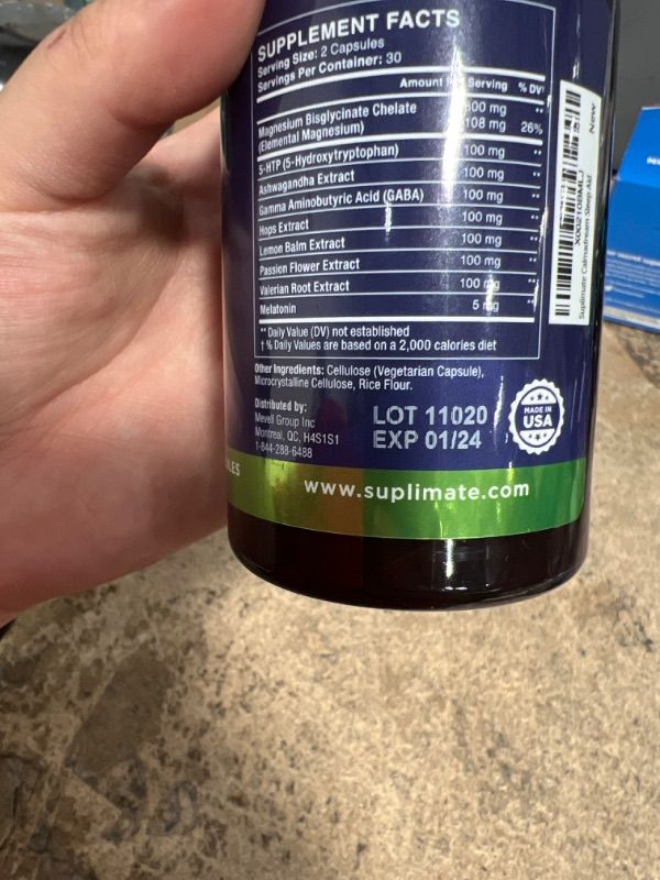 Photo 1 of **EXP DATE 01/2024!! Calmadream Natural Sleep Aid for Adults Extra Strength, Premium Herbal Sleep Supplement with Melatonin, Magnesium, Ashwagandha, Valerian Root, GABA, 5HTP, 60 Vegan Capsules
