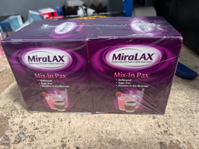 Photo 2 of **EXP DATE 03/2025!! MiraLAX, Laxative Powder for Gentle Constipation Relief Single Dose Packets, 40 Count (2 x 20 Doses)