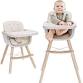 Photo 1 of 3-in-1 Convertible Wooden High Chair,Baby High Chair with Adjustable Legs & Dishwasher Safe Tray, Made of Sleek Hardwood & Premium Leatherette, Mid Grey