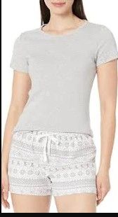 Photo 1 of Amazon Essentials Women's Lightweight Flannel Short and Cotton T-Shirt Sleep Set Small