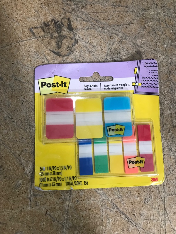 Photo 2 of Post-it 7100194200 Flags and Tabs Value Combo, Assorted, Pack of 136