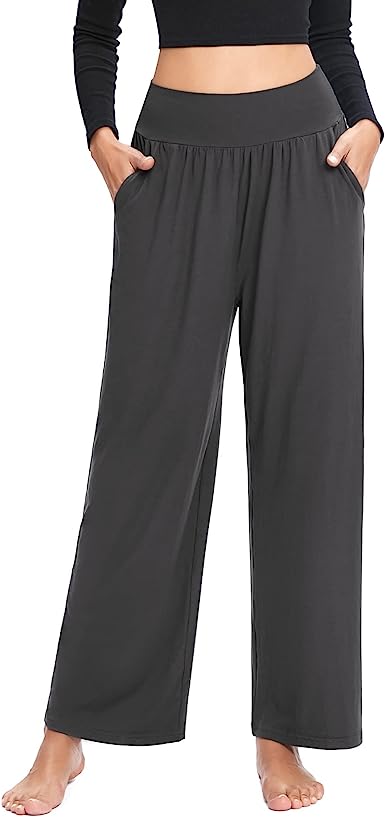 Photo 1 of ASIMOON Yoga Sweatpants with Pockets Comfy Wide Leg Loose Lounge Pants Stretch High Waist Running Workout Pajama Pants
LARGE