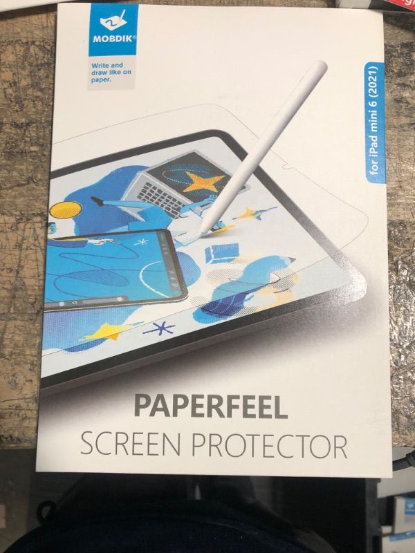 Photo 1 of MOBDIK Paperfeel Screen Protector Compatible with iPad Mini 6 2021 (6th Generation, 8.3 Inch), Anti-Glare/Scratch Resistant Matte Film for Drawing/Writing, Compatible with Apple Pencil