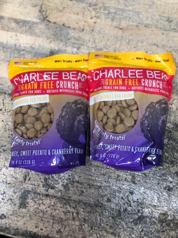 Photo 2 of 2 PACKS OF Charlee Bear Grain Free Crunch Dog Treats, Turkey, Sweet Potato & Cranberry Flavor, 8 oz BEST BY AUG 11TH 2023