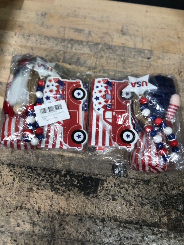 Photo 1 of 2 PACKS OF 4th of July Tiered Tray Decor - 5 Pcs New Year Wooden Decor Bead Garland & Plush Gnome, Stars and Stripes Wooden Signs Patriotic Decorations for Independence Day Memorial Day Presidents Day