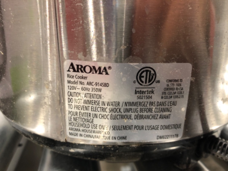 Photo 4 of (Major Damage) Aroma Housewares ARC-914SBD Digital Cool-Touch Rice Grain Cooker and Food Steamer, Stainless, Silver, 4-Cup (Uncooked) / 8-Cup (Cooked) Basic